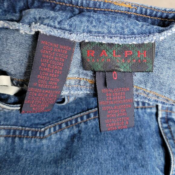 Ralph Lauren Denim Maxi Skirt 0 USA Made Y2K Long Modest Western Jean Blue - Picture 4 of 10